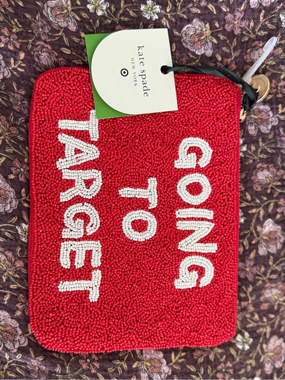 kate spade red beaded 'Going to Target' pouch